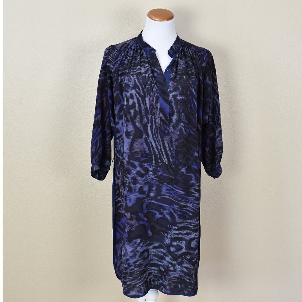 Rebecca Taylor Silk Leopard Animal Print Shirt Dress - 4 - Picture 1 of 10